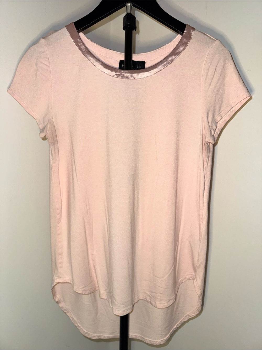 Premise Pale Pink Short-Sleeve Tee with Velvet Trim